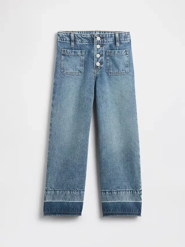 Kids High Rise Stride Wide-Leg Ankle Jeans