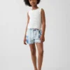 Kids High Rise Tie-Dye Denim Easy Shorts