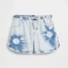 Kids High Rise Tie-Dye Denim Easy Shorts