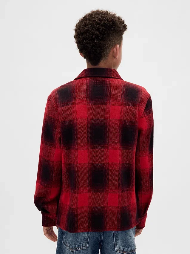 Kids Knit Jersey Plaid Shirt