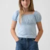 Kids Lace-Trim Puff-Sleeve Top