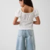 Kids Lace-Trim Puff-Sleeve Top