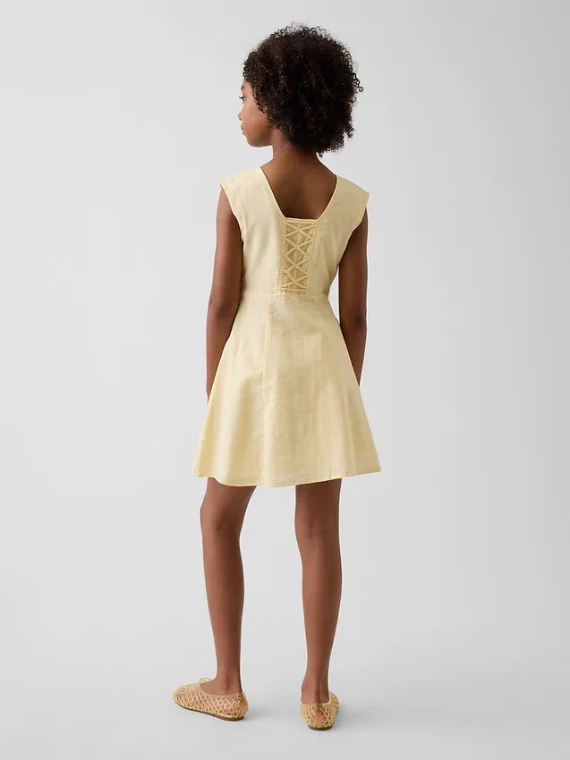 Kids Linen-Cotton Scoop Neck Dress