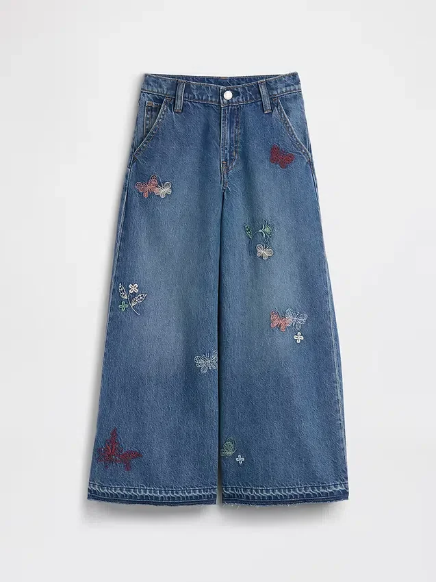 Kids Low Rise Embroidered Baggy Jeans