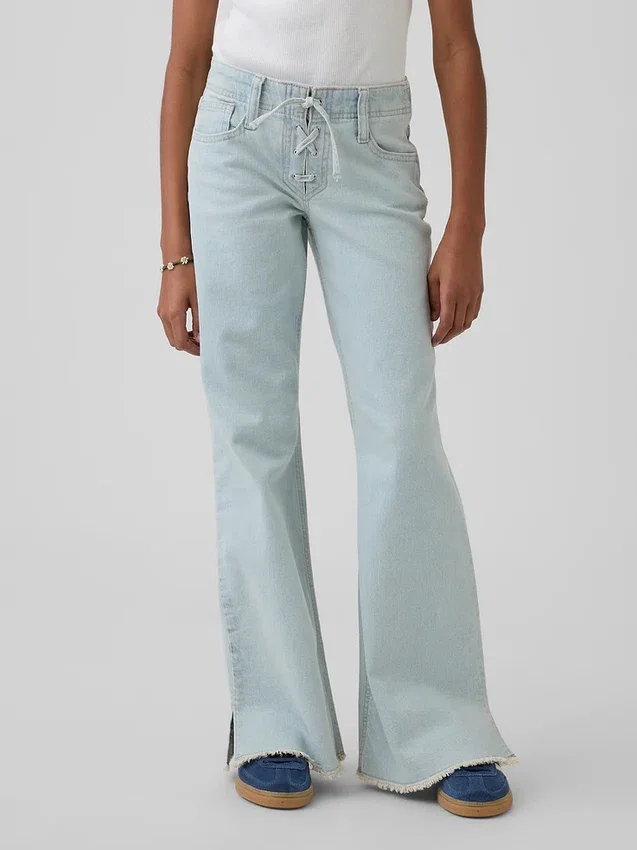 Kids Low Rise Lace-Up Relaxed Flare Jeans