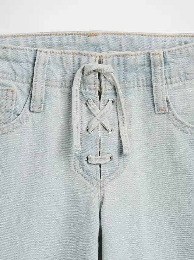 Kids Low Rise Lace-Up Relaxed Flare Jeans