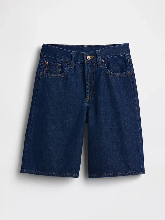 Kids Low Rise Longline Denim Shorts
