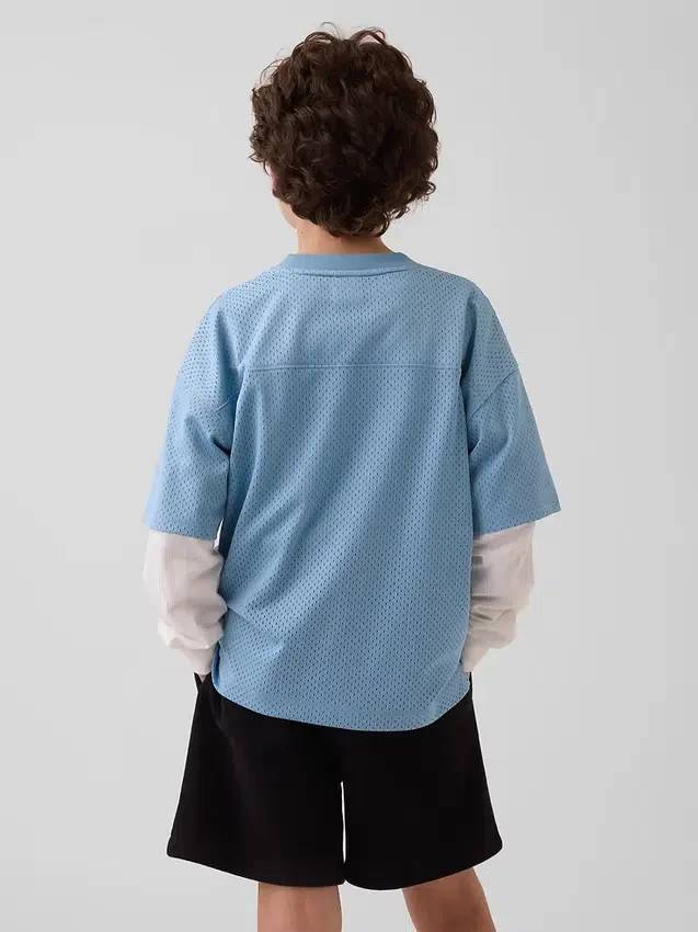 Kids Mesh Oversized Graphic Jersey T-Shirt