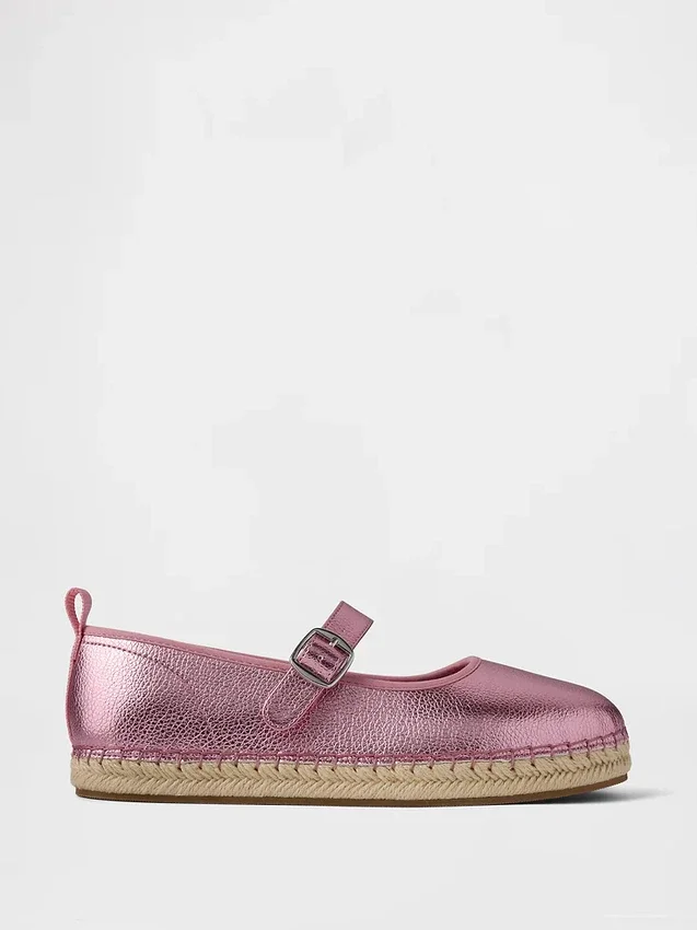 Kids Metallic Mary Jane Espadrilles