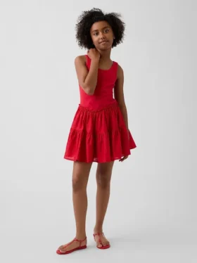 Kids Mixed Media Tiered Tank Dress