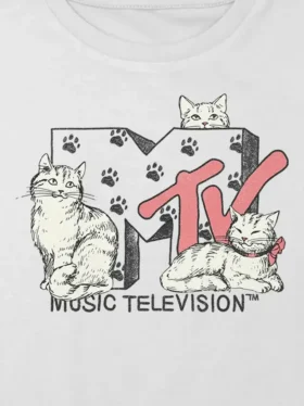 Kids Mtv Cats Graphic Boxy Crop Tee