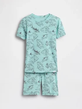 Kids Organic Brushed Cotton Pirate Map Pj Short Set