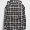 Kids Organic Cotton Hooded Flannel Shirt