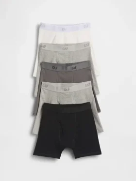 Kids Organic Stretch Cotton Logo Boxer Briefs (5-Pack)