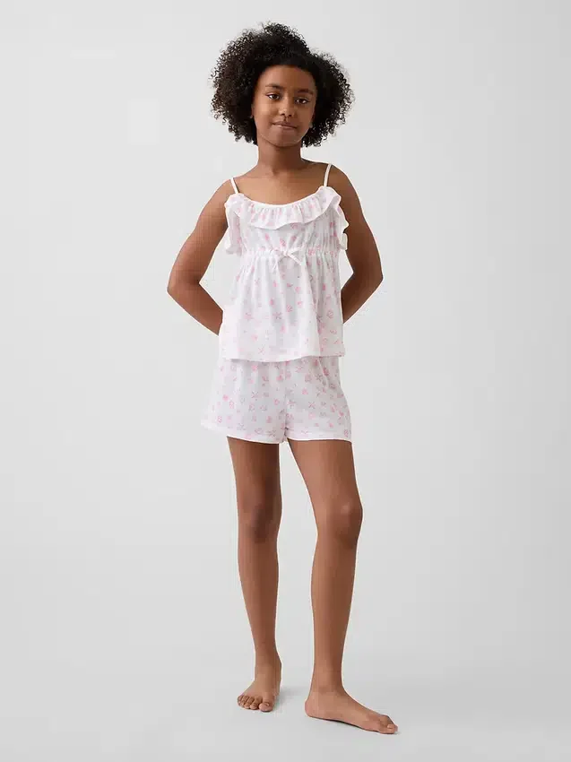 Kids Recycled Pj Ruffle Cami Short Set