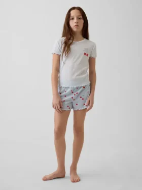 Kids Recycled Rib Pj Short Set