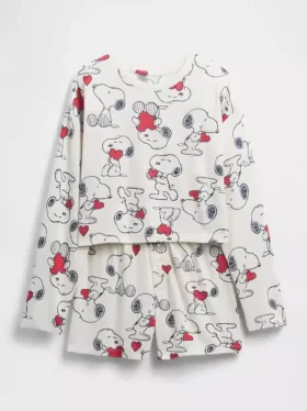 Kids Snoopy Recycled Pj Short Set