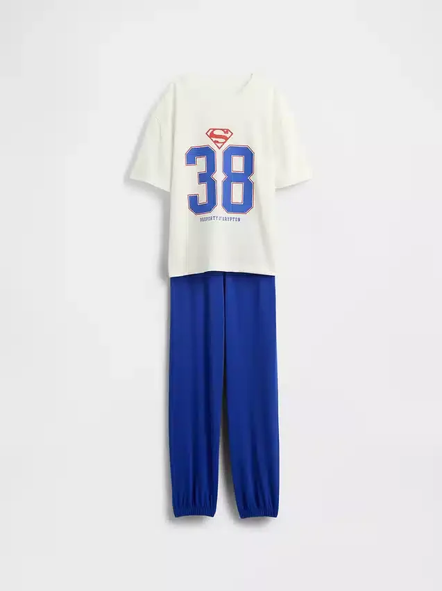 Kids Superman Oversized Recycled Pj Jogger Set