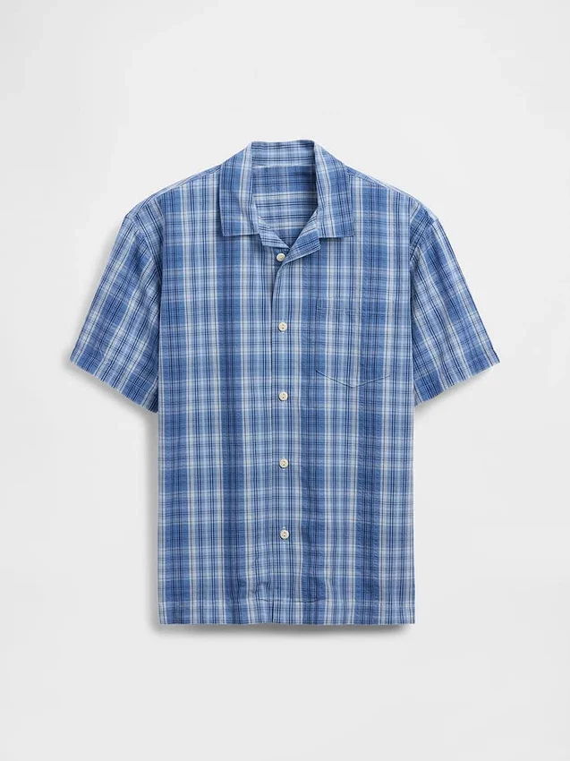 Kids Textured Plaid Relaxed Vacay Shirt