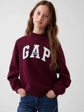 Kids Vintagesoft Oversized Mockneck Logo Sweatshirt