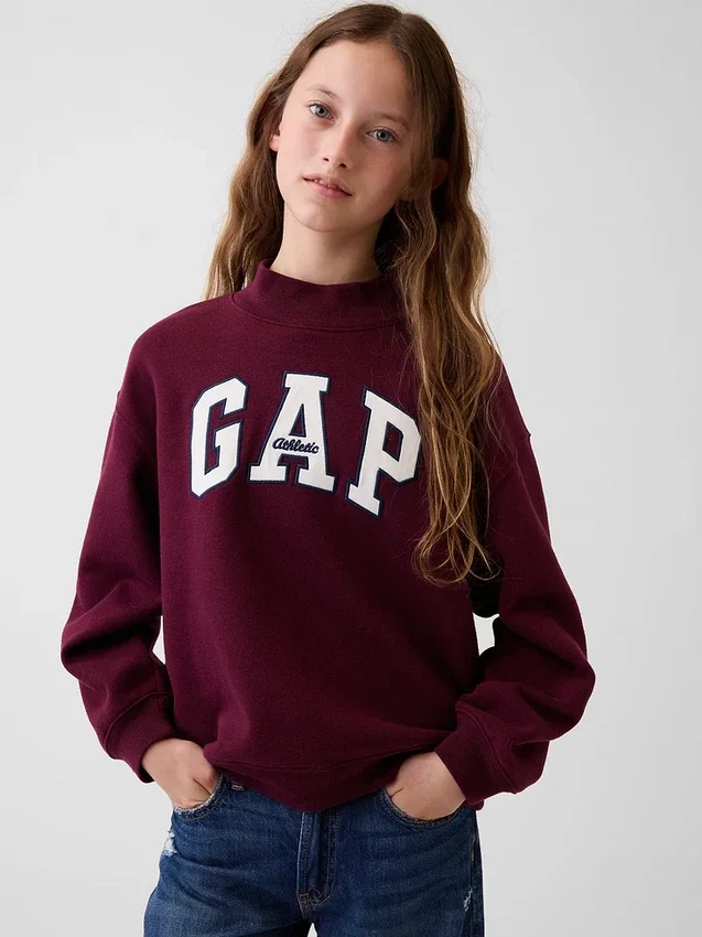Kids Vintagesoft Oversized Mockneck Logo Sweatshirt