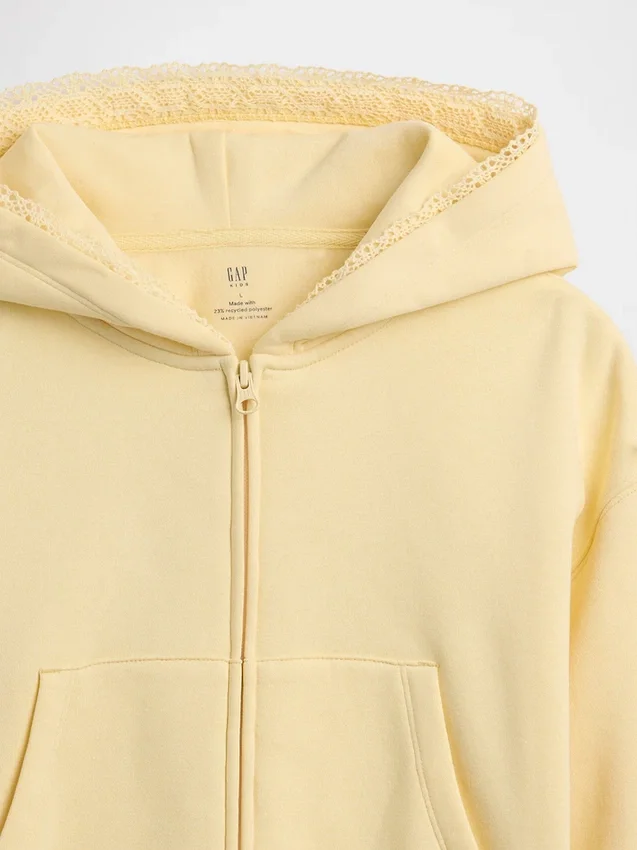 Kids Vintagesoft Relaxed Lace-Trim Zip Hoodie