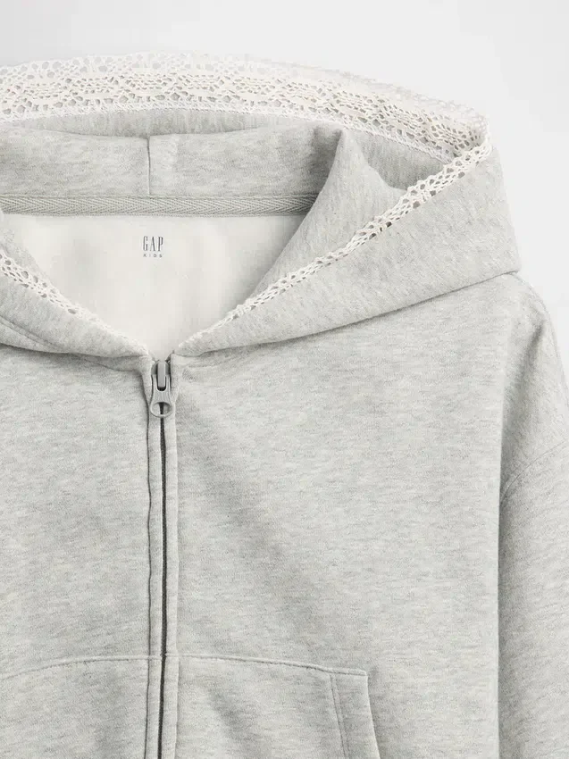 Kids Vintagesoft Relaxed Lace-Trim Zip Hoodie