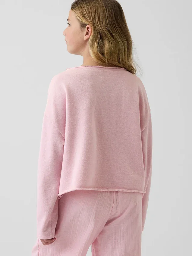 Kids Vintagesoft Terry Wide-Neck Logo Sweatshirt
