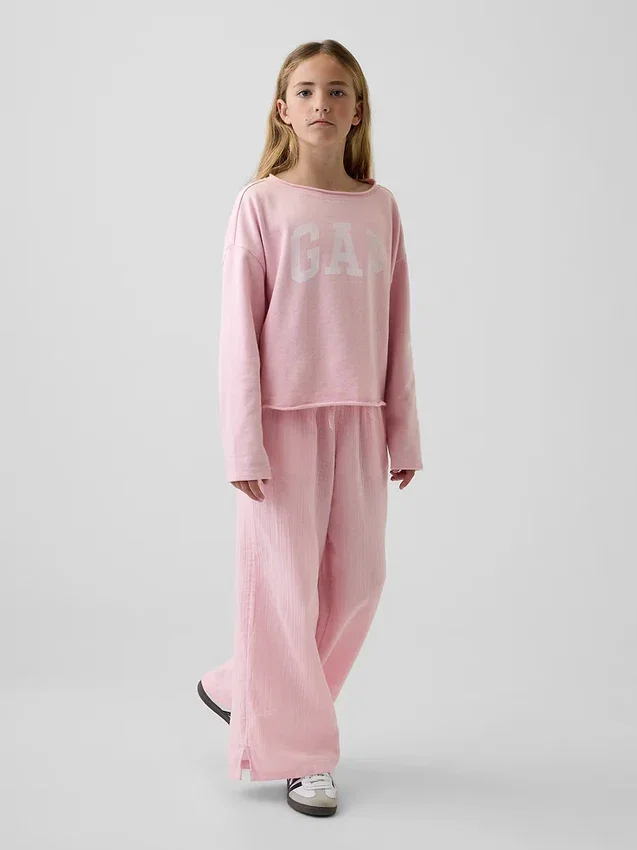 Kids Vintagesoft Terry Wide-Neck Logo Sweatshirt