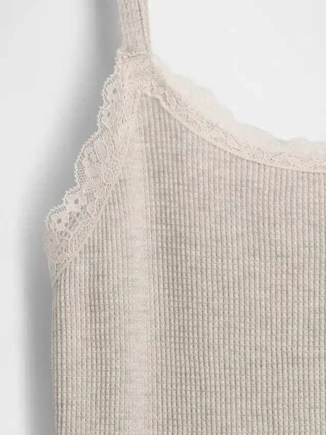 Kids Waffle Lace-Trim Cami