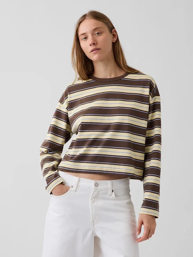 Knit Oversized Crop T-Shirt