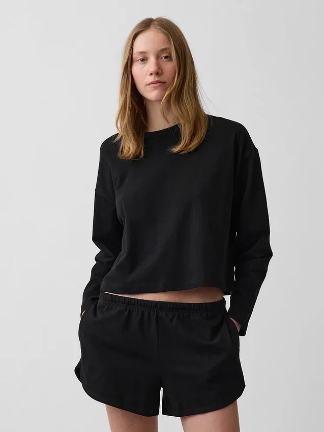 Knit Oversized Crop T-Shirt