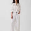 Lace-Trim Button-Front Swing Top