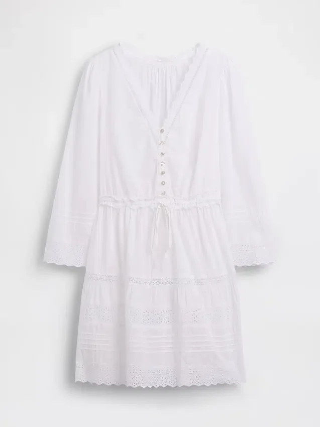 Lace-Trim Mini Dress