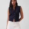 Lace-Trim Pintuck Button-Front Top