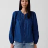 Lace-Trim Pintuck Top