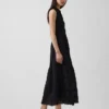 Lace-Trim Tiered Midi Shirtdress