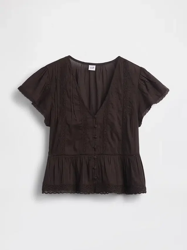 Lace Voile Peplum Crop Top