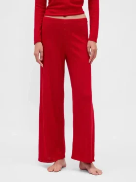 Lightweight Cashsoft Pointelle Heart Pj Pants
