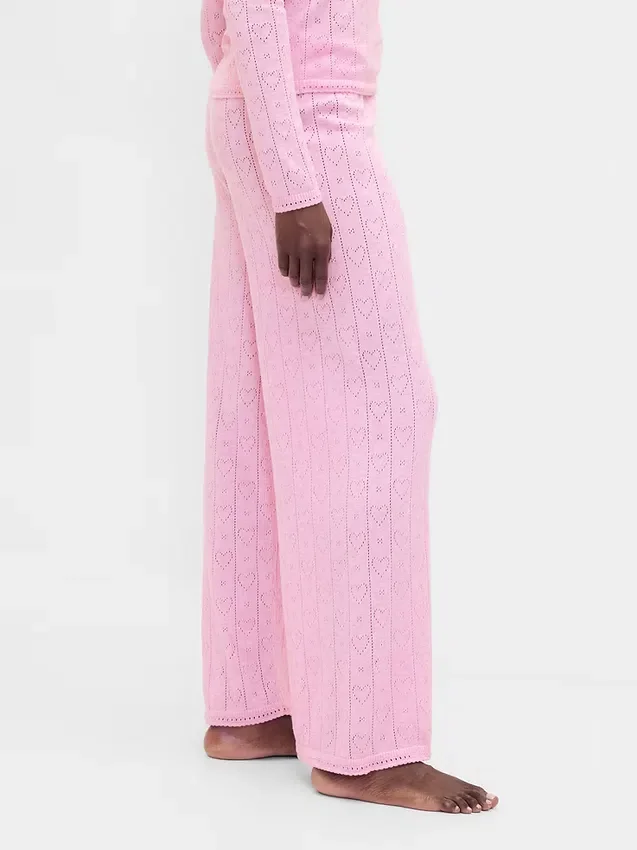 Lightweight Cashsoft Pointelle Heart Pj Pants