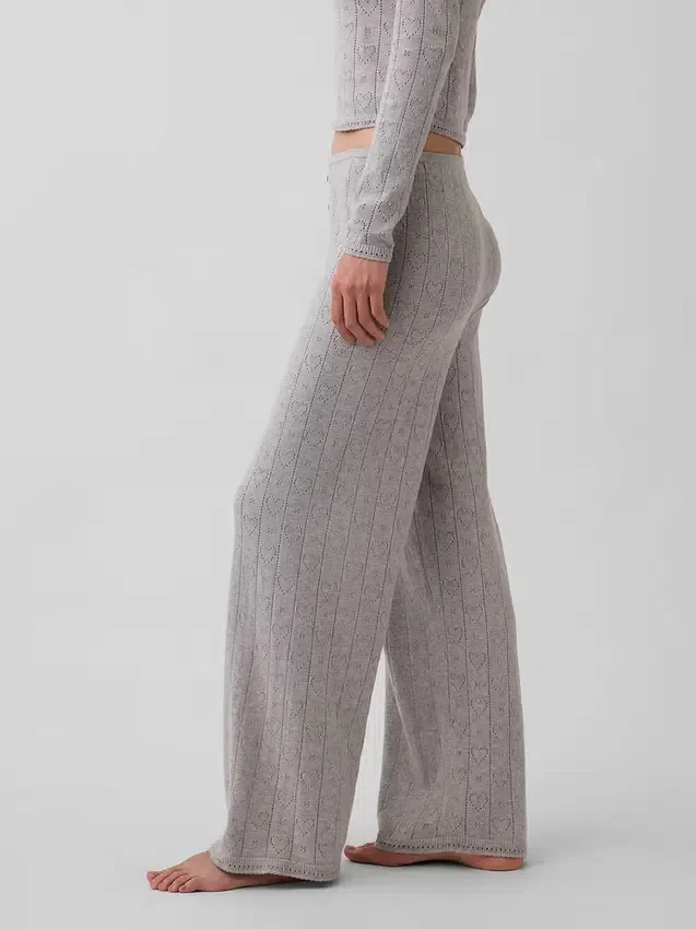 Lightweight Cashsoft Pointelle Heart Pj Pants