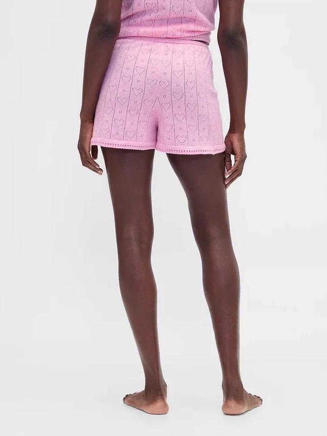 Lightweight Cashsoft Pointelle Heart Pj Shorts