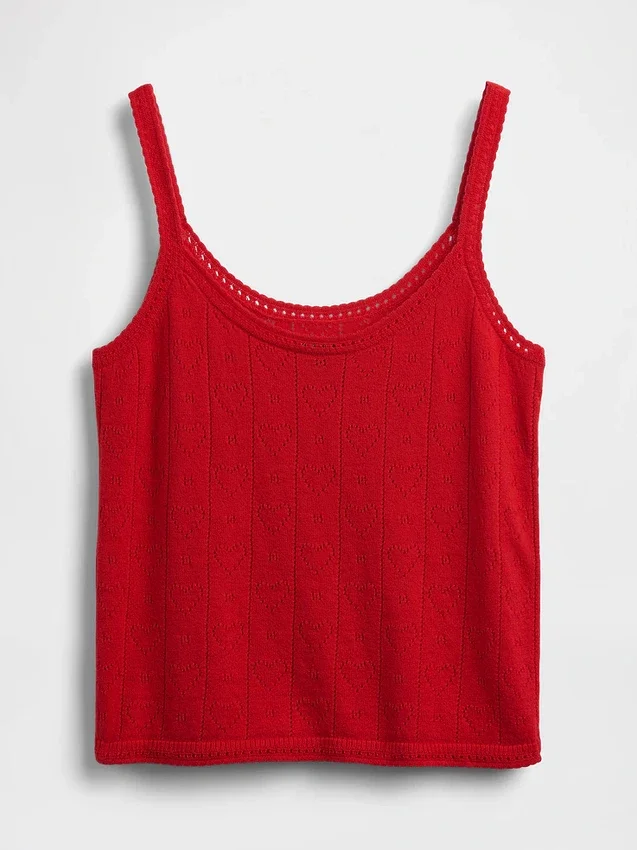 Lightweight Cashsoft Pointelle Heart Pj Tank Top