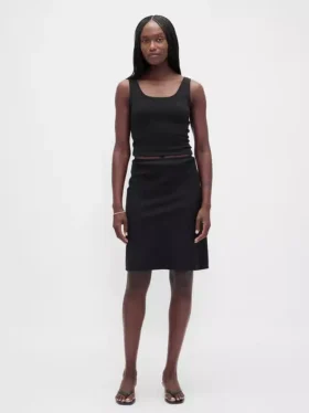 Linen-Blend Bias-Cut Skirt