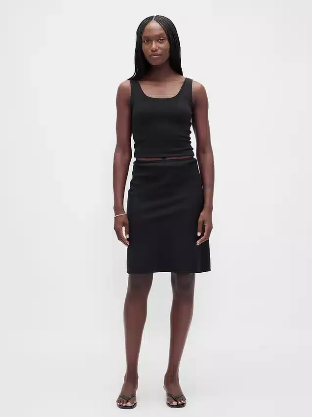 Linen-Blend Bias-Cut Skirt