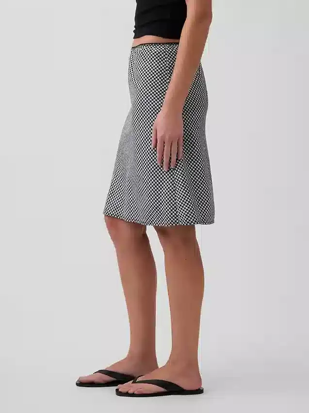 Linen-Blend Bias-Cut Skirt