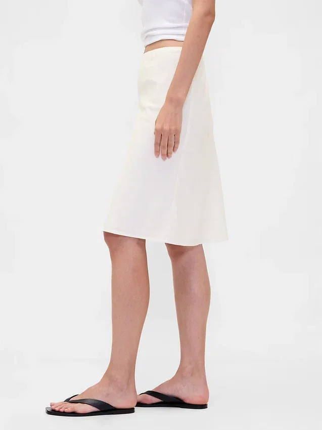 Linen-Blend Bias-Cut Skirt