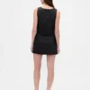 Linen-Blend Button-Front Mini Skort