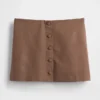 Linen-Blend Button-Front Mini Skort