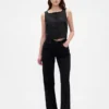 Linen-Blend Button-Front Shell Top